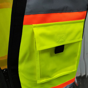Ropa DE SEGURIDAD reflectante negra de alta visibilidad, chaleco de seguridad reflectante personalizado de alta visibilidad con bolsillos - Product Image 6