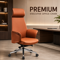Chaise de bureau de direction en cuir italien avec coque moulée 3D intégrée, base en aluminium moulé sous pression à 4 positions, sièges commerciaux