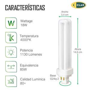 Bombilla Fluorescente de Ahorro de Energía Gemini D/E 18W G24q-2 - Product Image 2