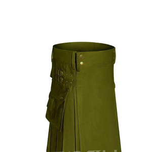 Kilt utilitaire rétro en coton écossais pour hommes avec poches cargo renforcées, style décontracté, fabriqué à la main au Pakistan - Product Image 1
