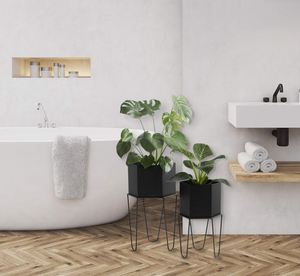 Planteur noir de luxe de forme d'hexagone avec le fabricant et l'exportateur de grossiste de pot d'Inde - Product Image 5