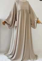 Abaya islamique à la mode avec manches ballons et plaques avant Accessoire vestimentaire musulman traditionnel pour femme