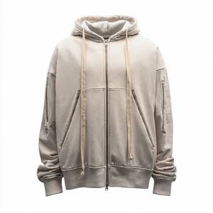 Sweat-shirt à capuche oversize en molleton chaud pour homme, à double fermeture éclair, impression intégrale, épaules tombantes - Product Image 5