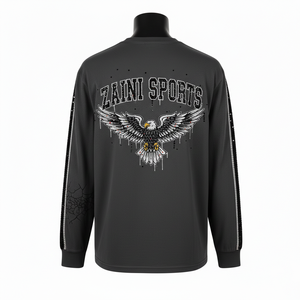 เสื้อยืดแขนยาว ผ้าคอตตอนผสมโพลีเอสเตอร์ เนื้อผ้าเรียบ สีเทาเข้ม ด้านข้างพิมพ์โลโก้ตามสั่ง เสื้อยืดแขนยาว สำหรับผู้ชาย - Product Image 2