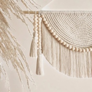 Décoration murale en macramé adorable, parfaite pour les intérieurs élégants, salon, chambre à coucher et bureau, décoration artisanale d'Inde - Product Image 5