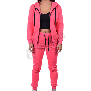 Haute qualité 100% coton Tech polaire femmes Streetwear solide surdimensionné deux pièces bouton survêtement ensemble - Product Image 3