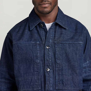 เสื้อโค้ทผ้ายีนส์สีครามเข้มเสื้อโค้ทสำหรับงานหนักชุดทำงานเสื้อนอกแจ็กเก็ตยีนส์ทนทานเสื้อลำลองแนวสตรีทโอเวอร์เชิ้ตแฟชั่นเป็นชั้นๆ - Product Image 2