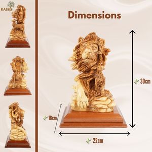 Sculpture de lion et d'agneau en bois d'olivier sculpté à la main, 30x22x18 cm, figurine religieuse chrétienne, symbole de paix, fait main, Ghassan Salsa - Product Image 4