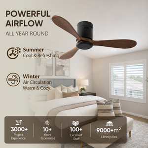 USA In Stock 42 Inch Solid Wood <b>Ceiling</b> <b>Fan</b> No Light Quiet DC Motor <b>Remote</b> <b>Control</b> for Bedroom Living Room - Product Image 2