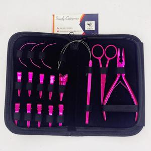 Ensemble de pinces d'extension de cheveux en acier inoxydable rose professionnel Kit d'accessoires d'outils de cheveux d'aiguille de crochet durable écologique - Product Image 6