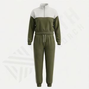 Conjunto Deportivo de Dos Piezas para Mujer, Invierno 2026, Sólido, de Alta Calidad, Personalizado, para Fitness y Jogging, Conjunto de Sudadera Corta y Pantalones Deportivos Transpirables de Lona - Product Image 1