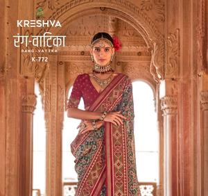 Indian Designer Traditional Soft Silk Saree with Beautiful Patola Design Pakistani Style Wedding and Party Wear Sari - Product Image 1