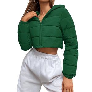 <b>Women's</b> Quilted On-Trend Puffer Jacket Crop Top Customizable Full-Length Embroidered Coat Pearl Size XL for Cold <b>Weather</b> - Product Image 1