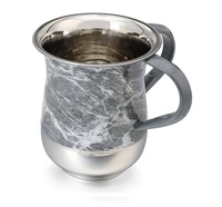 Rituel juif se laver les mains avant de manger Tasse Netilat Yadayim Finition en marbre noir en acier inoxydable Tasses Judaica de couleur personnalisée