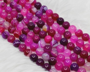 Premium Natural Healing Banded AgatePink 8mm <b>Stone</b> Beads Round for Meditation Fashion Jewelry - Product Image 5