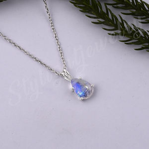 Natural Rainbow Moonstone 925 Sterling Silver Pendant Jewelry - Product Image 4