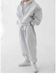 Nueva moda para hombre, chándal con cremallera, Sudadera con capucha, prendas de vestir, ropa de gimnasio con pantalones de chándal, ropa informal de algodón 100% - Product Image 4