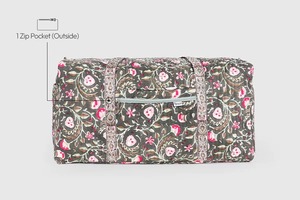 Bolsa de lona de algodón con estampado floral acolchada Beige deportiva de lujo hecha a mano con cinturón largo desmontable hombro de Yoga de fin de semana duradero - Product Image 3