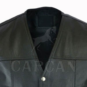 Gilet en cuir d'hiver sans manches pour homme, coupe ajustée, col en V, 100% polyester, imperméable, coupe-vent, respirant, 220g, logo personnalisable, OEM - Product Image 4