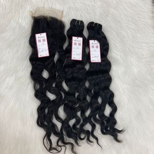 Paquetes de cabello humano vietnamita 100% ondulado corporal con cierre de encaje HD, vendedores de extensiones de cabello virgen alineadas con cutícula de visón - Product Image 2
