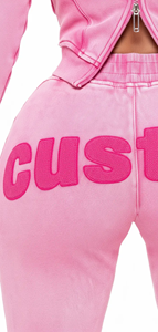 ชุดเซ็ตแฟชั่นผู้หญิง เสื้อครอปท็อปผ้าวาฟเฟิล กางเกงขายาวทรงกว้าง ชุดลำลองสองชิ้นสำหรับผู้หญิง - Product Image 4