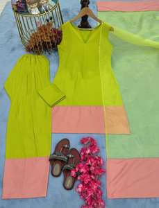 Blossom-Colección de estilo vintage, conjunto de Kurti Listo para usar, Georgette, estampado digital de alta calidad, ropa formal para festivales, Salwar - Product Image 2