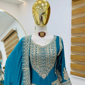 Trajes Salwar Kameez Palazzo de Seda Pakistaní para Mujer, Altamente Duraderos, Reversibles, Sin Arrugas, de Secado Rápido, de Proveedor Indio para Fiestas - Product Image 1