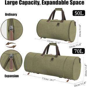 Bolsa de lona de fin de semana vintage con logotipo de marca personalizado, bolsas de equipaje de lona encerada duraderas de alta calidad, deportivas para viajar, acampar al aire libre - Product Image 6
