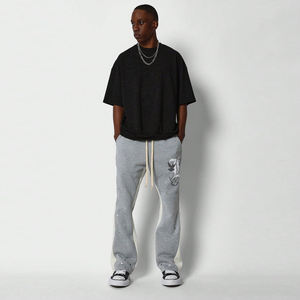 กางเกงวอร์มผ้าฟลีซแบบเรียงซ้อนกันผ้าวุ่น100% ซักแบบวินเทจทรงหลวมสำหรับฤดูใบไม้ร่วง - Product Image 2