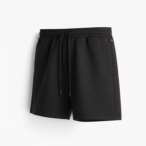Short de sport noir pour homme, short de sport avec taille élastique et cordon de serrage, avec poches - Product Image 1