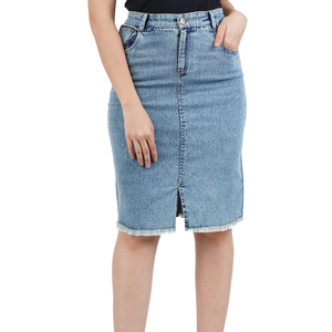 Minifalda vaquera personalizada para mujer, pantalones cortos de verano lavados con ácido Vintage para niñas, transpirables, a la moda, tendencia informal, lápiz Natural - Product Image 2