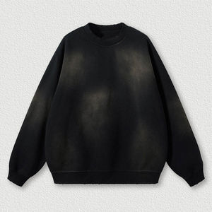 Sudadera de Cuello Redondo para Hombre, 100% Algodón, Lavado Ácido, Hombros Caídos, Personalizable con Logotipo, Alta Calidad - Product Image 2