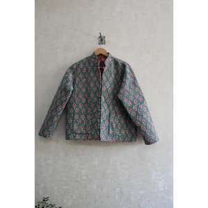 Chaqueta Étnica Reversible Hecha a Mano para Hombre y Mujer, Manga Larga, Acolchada, con Estampado Floral de Algodón, Botones, Ecológica y Cálida - Product Image 1