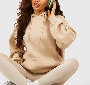 Sweat à capuche long oversize pour femme en velours 100% coton, tissu épais et chaud, coupe décontractée, confortable et décontracté - Product Image 3