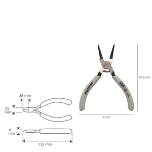Pinze per rondelle interne dritte 125 mm. Acciaio DIN 5256 - Product Image 2