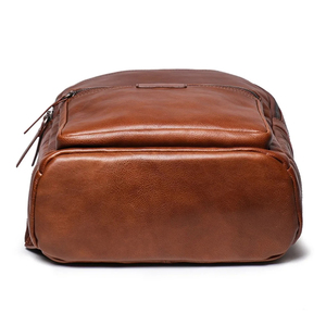 Genuine Leather Laptop <b>Backpack</b> Classic Style Unisex Softback 20-39L Zipper Closure Durable Handle Shoulder <b>Straps</b> - Product Image 2