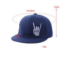 Casquette Snapback Bone Hand Sign à visière plate en sergé uni, style streetwear, réglable, unisexe, cinq couleurs, pour hommes et femmes, usage quotidien