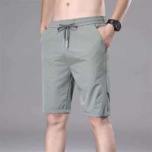 Shorts de sport pour hommes à séchage rapide, respirants, en coton tricoté avec maille, cordon de serrage à l'entrejambe, pour l'entraînement et la gym, teint en pièce - Product Image 2