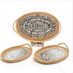 Ensemble de 3 plateaux de service en bois de noyer rectangulaires, design moderne, pour hôtel, maison, cuisine, avec deux poignées - Product Image 4