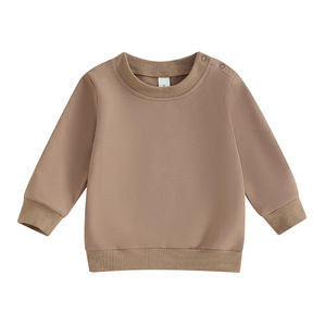 Venta al por mayor 100% algodón niños sudadera con logotipo personalizado cuello redondo invierno pulóver manga larga color sólido para bebés - Product Image 1