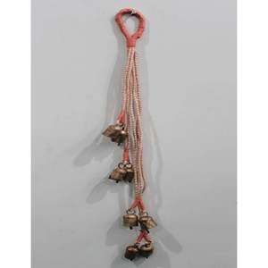 Carillon suspendu artisanal à 8 cloches, 74 cm, style rustique bohème, en métal, pour décoration intérieure et de patio, motif végétal, fabriqué par des artisans - Product Image 1
