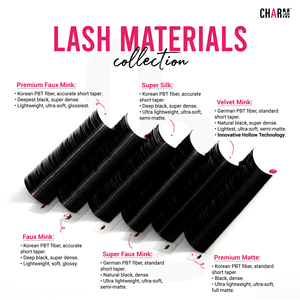 CharmLash Vegan Synthetic Hair Natural Long Faux <b>Mink</b> Easy Fan <b>Lash</b> Trays with Back Card Mixed Length OEM - Product Image 6