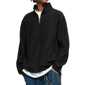 Sweat-shirts à demi-zip pour hommes en coton mélangé de base, vente en gros, matériau de haute qualité, col montant, sweat-shirts à demi-zip - Product Image 1