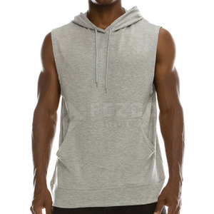 Couleur unique Concevez Votre Propre Street Wear Hommes Sweats à capuche sans manches Séchage rapide Logo imprimé personnalisé Hommes Sweats à capuche sans manches - Product Image 2