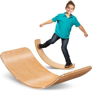 Tabla de equilibrio de madera para niños, entrenador, bamboleo con curvas, ejercicios educativos, juguetes para jugar, compatible con Yoga y entrenamiento físico - Product Image 6