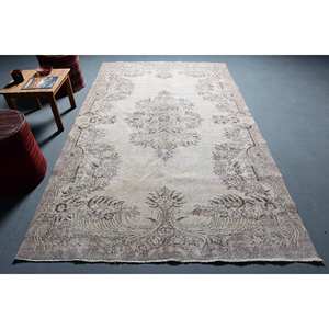 Alfombra turca Vintage Beige-Marrón 5,5X9,2 pies Tejido plano de lana con patrón de retazos para decoraciones de sala de estar Uso de pasillo - Product Image 1