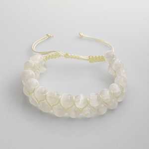 Bracciale in Selenite 8mm a Doppia Fila con Macramè e Pietre Naturali - Product Image 1