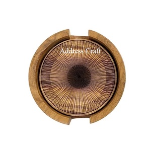 Ensemble de sous-verres de thé en bois gravés personnalisés tapis de protection de table antidérapants tampons style classique directement vendu du fabricant - Product Image 2