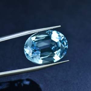 พลอยบลูโทแพซธรรมชาติ รูปไข่เจียระไน สำหรับทำเครื่องประดับ หินแท้ มีเอฟเฟกต์ตาแมว - Product Image 4