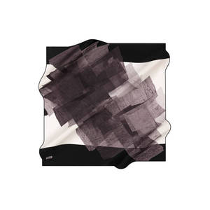 Vintage Black Silk Square Scarf with Geometric Pattern - Product Image 1